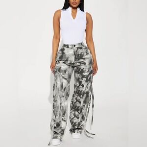 FASHION NOVA Never Before Strappy Mineral Wash Pants